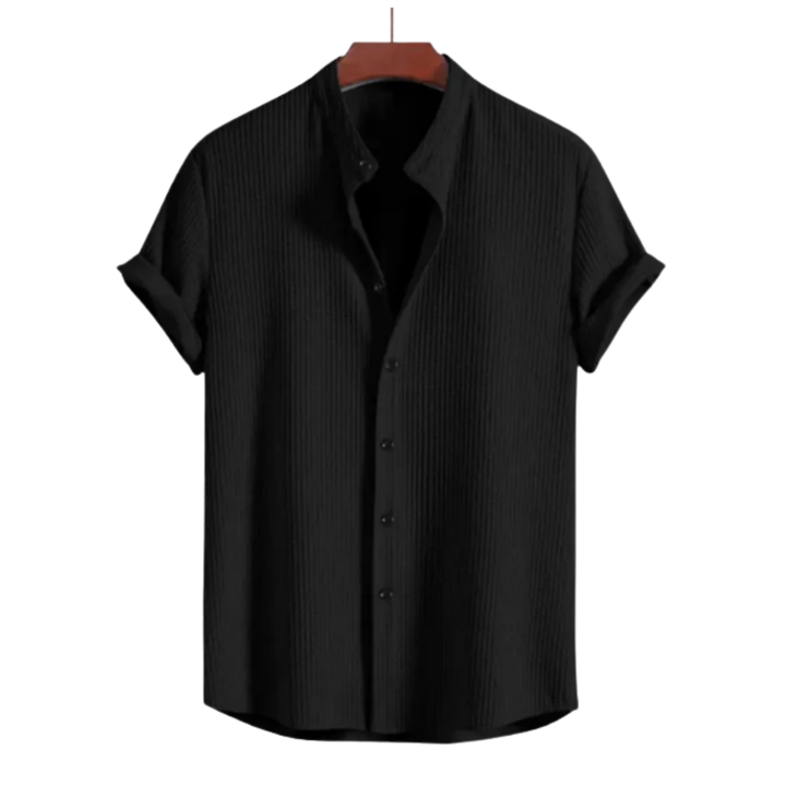 Men’s Short-Sleeve Shirt with Vertical Textured Surface