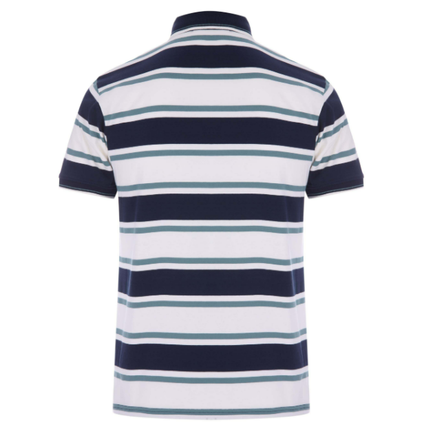 Men’s Striped Short Sleeve Polo Shirt With Button Placket