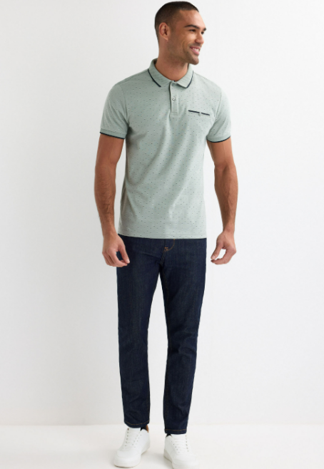 Men’s Textured Polo Shirt With Contrast Trim