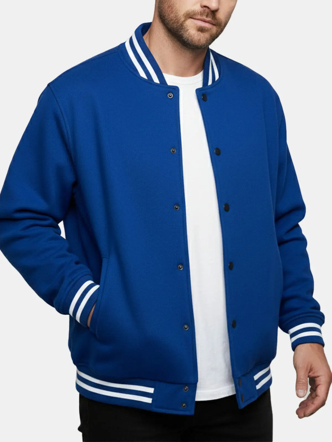 Men’s Varsity Style Snap Button Jacket
