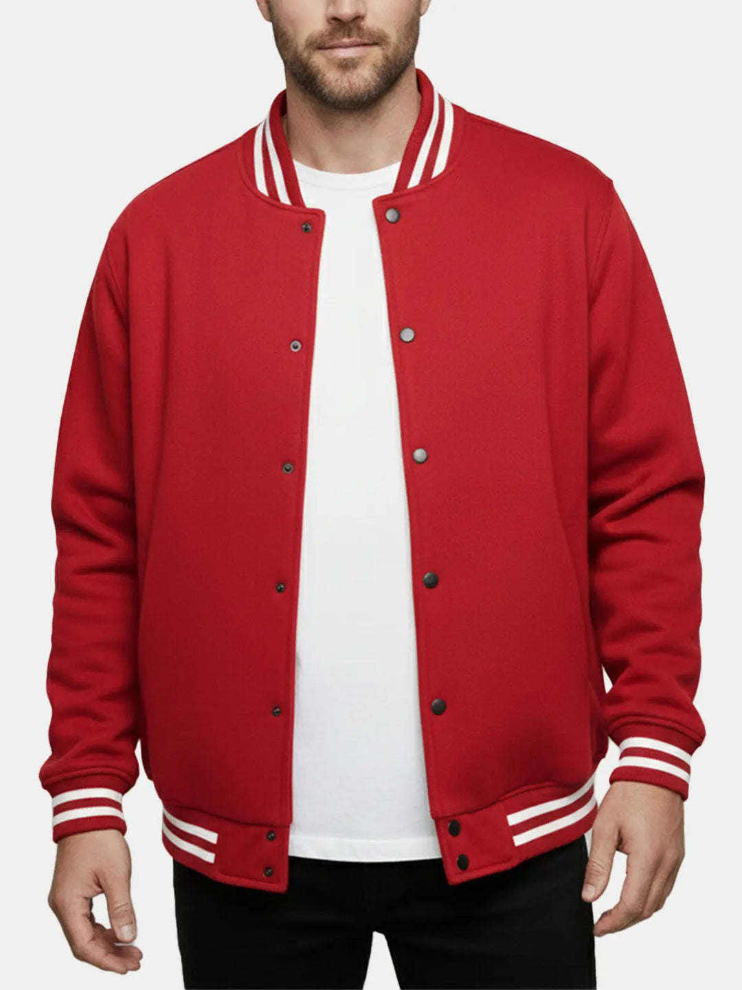Men’s Varsity Style Snap Button Jacket