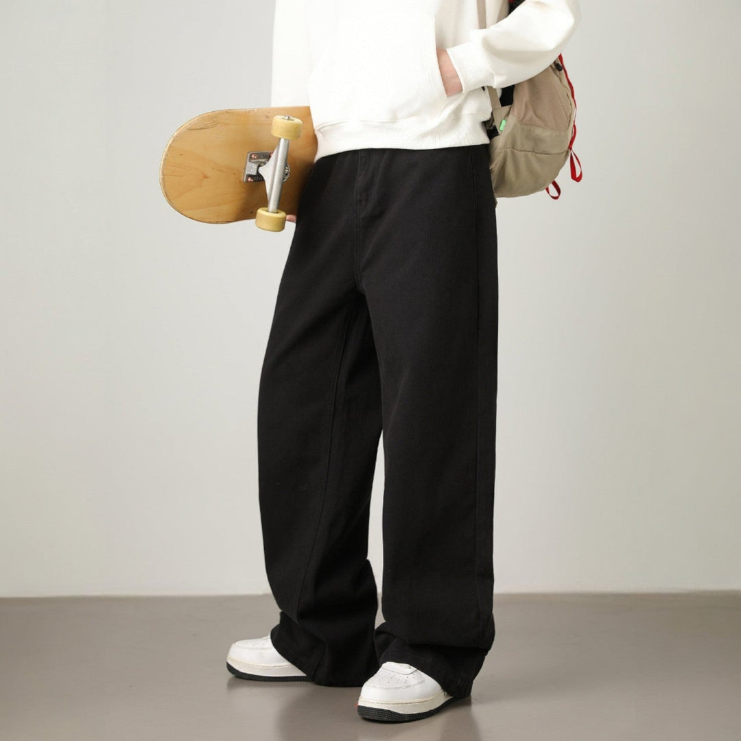 Men’s Wide-Leg Pants with Elastic Back Waistband and Belt Loops