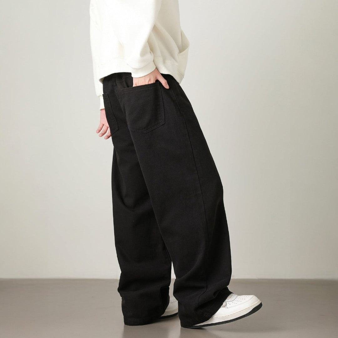 Men’s Wide-Leg Pants with Elastic Back Waistband and Belt Loops