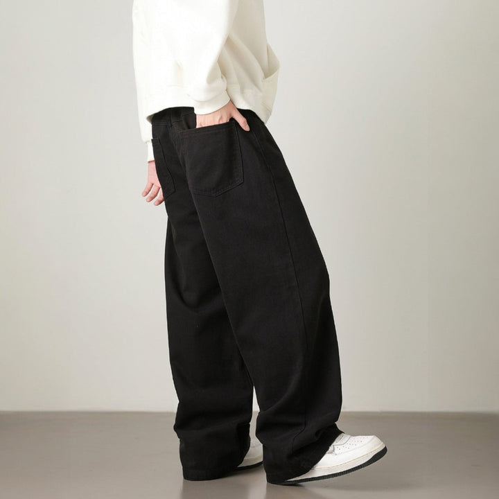 Men’s Wide-Leg Pants with Elastic Back Waistband and Belt Loops