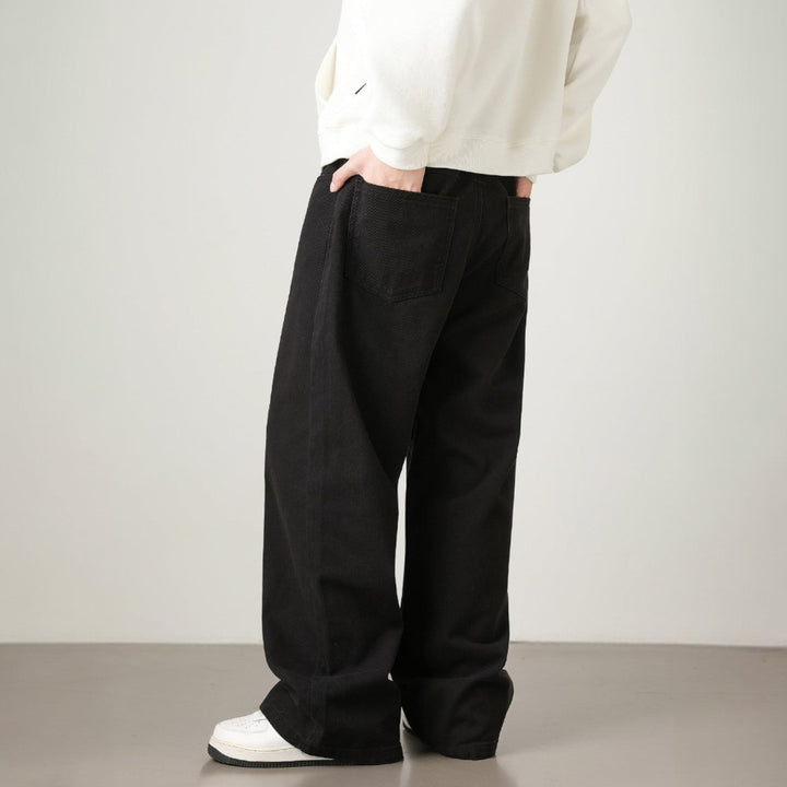 Men’s Wide-Leg Pants with Elastic Back Waistband and Belt Loops