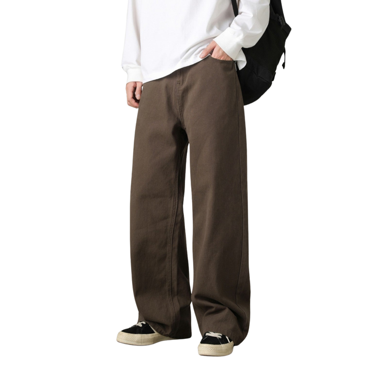 Men’s Wide-Leg Pants with Elastic Back Waistband and Belt Loops