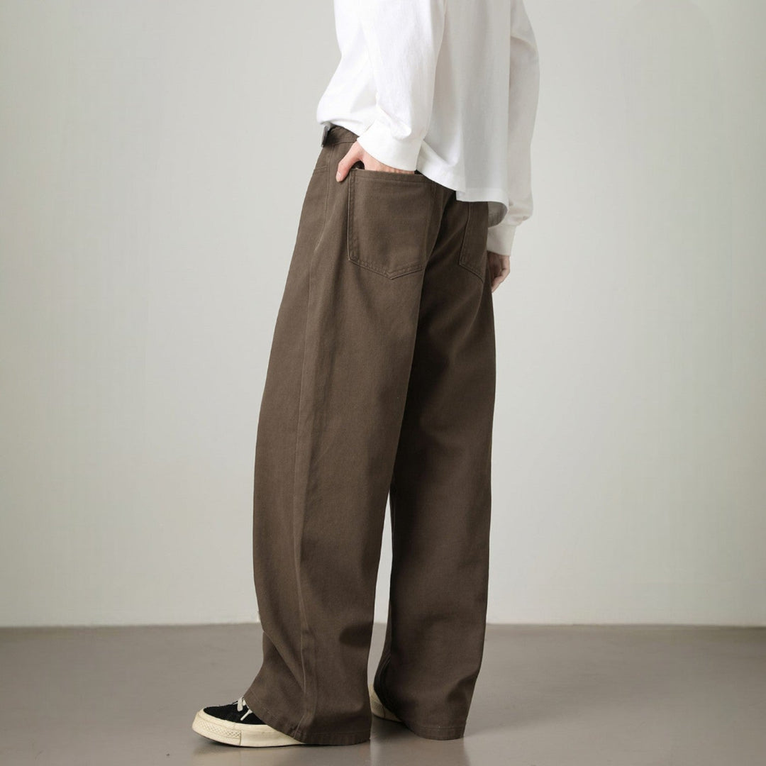 Men’s Wide-Leg Pants with Elastic Back Waistband and Belt Loops