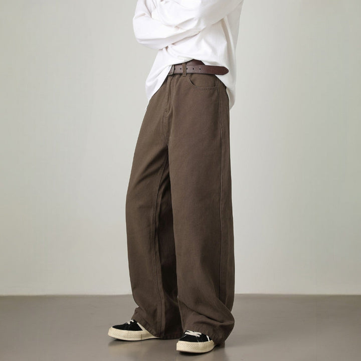 Men’s Wide-Leg Pants with Elastic Back Waistband and Belt Loops
