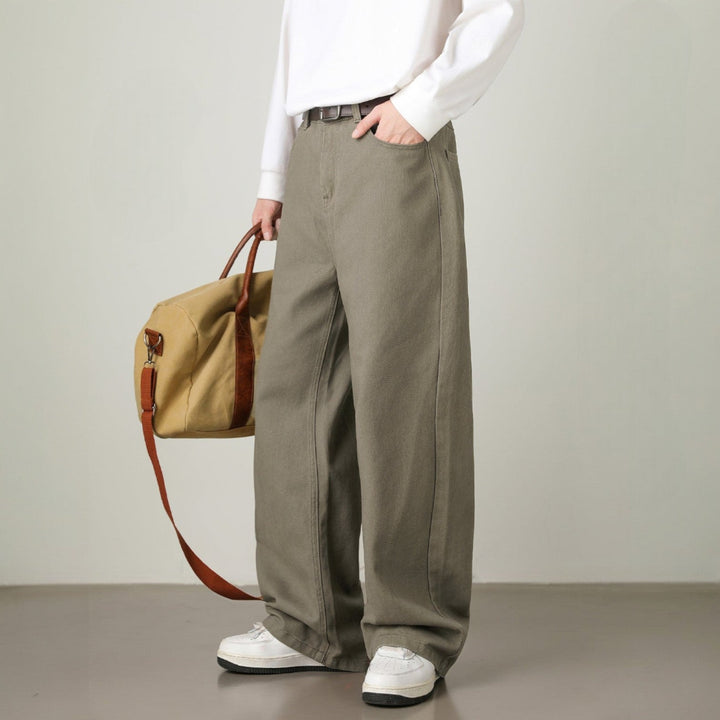 Men’s Wide-Leg Pants with Elastic Back Waistband and Belt Loops
