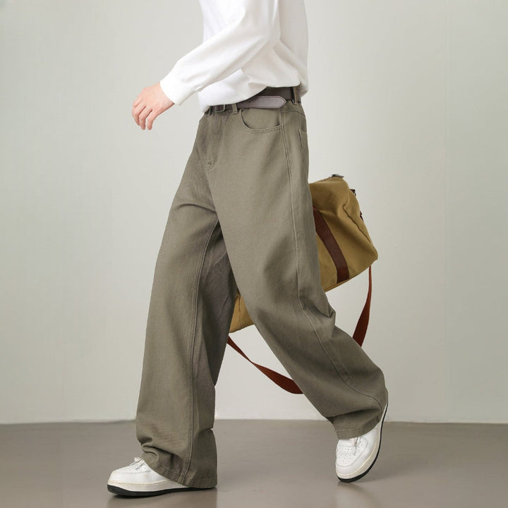 Men’s Wide-Leg Pants with Elastic Back Waistband and Belt Loops