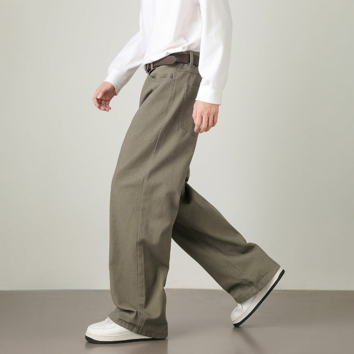 Men’s Wide-Leg Pants with Elastic Back Waistband and Belt Loops