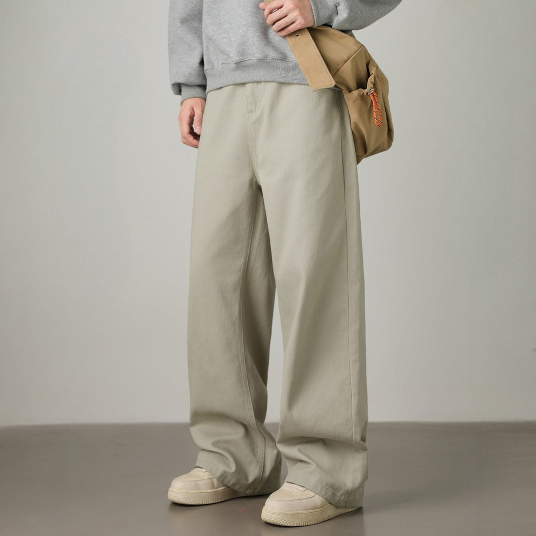 Men’s Wide-Leg Pants with Elastic Back Waistband and Belt Loops