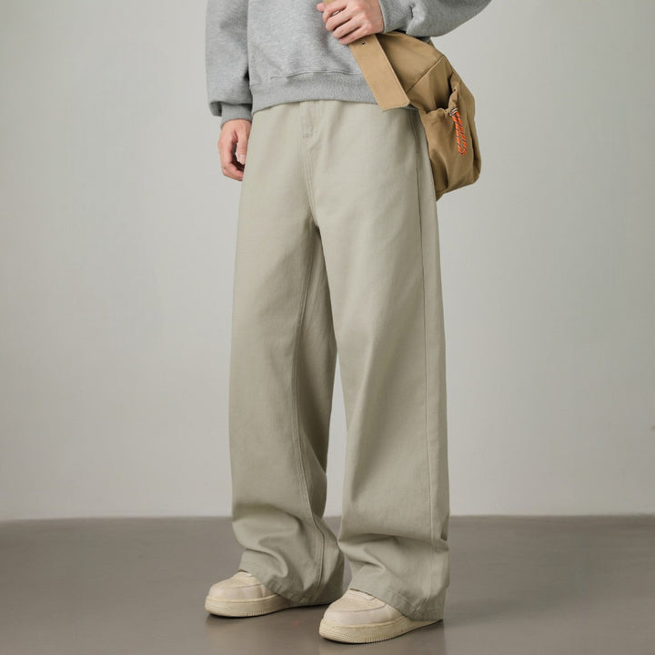 Men’s Wide-Leg Pants with Elastic Back Waistband and Belt Loops