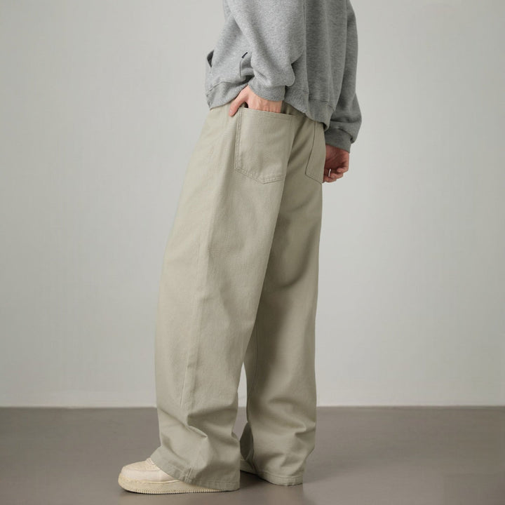 Men’s Wide-Leg Pants with Elastic Back Waistband and Belt Loops