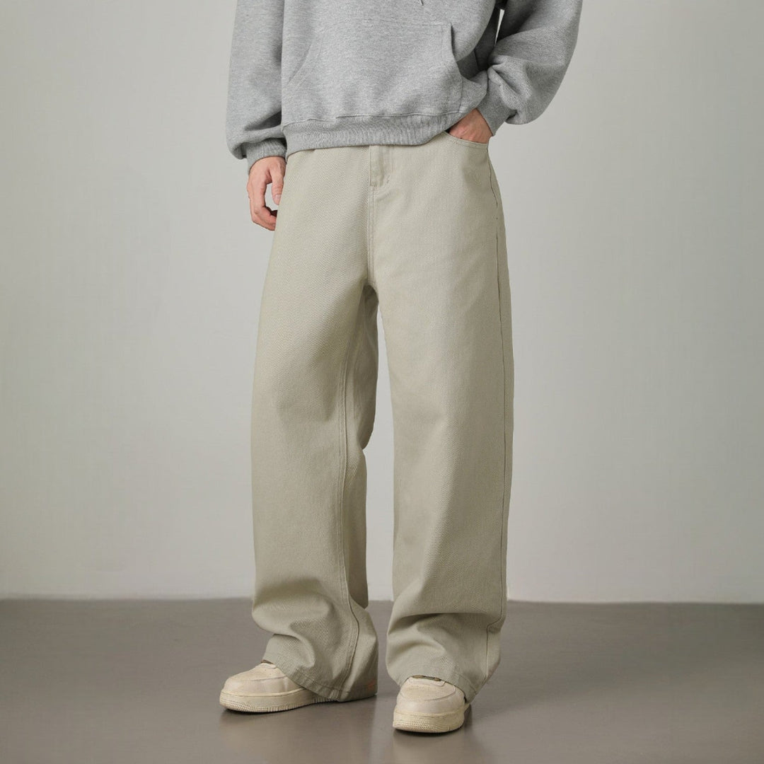 Men’s Wide-Leg Pants with Elastic Back Waistband and Belt Loops