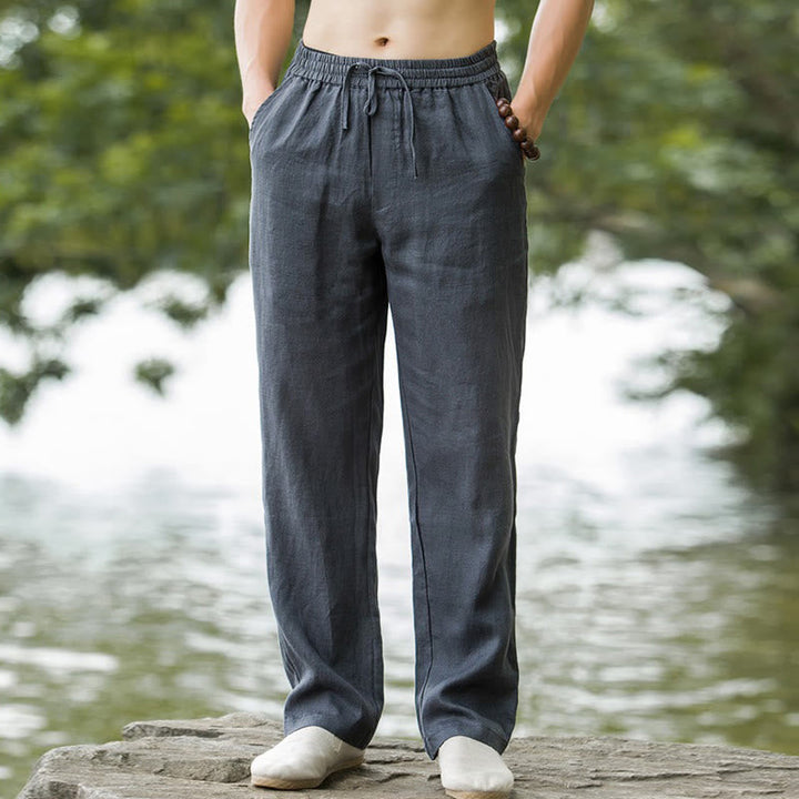 Men’s Wide-Leg Summer Pants with Drawstring Waist