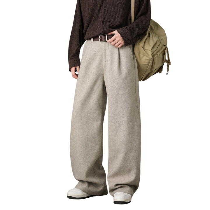 Men’s Wide-Leg Pants with Elastic Back Waistband