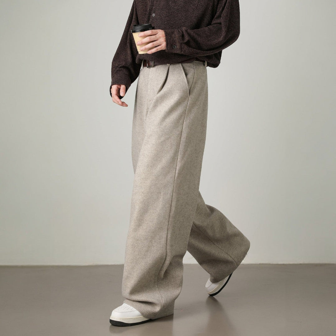 Men’s Wide-Leg Pants with Elastic Back Waistband