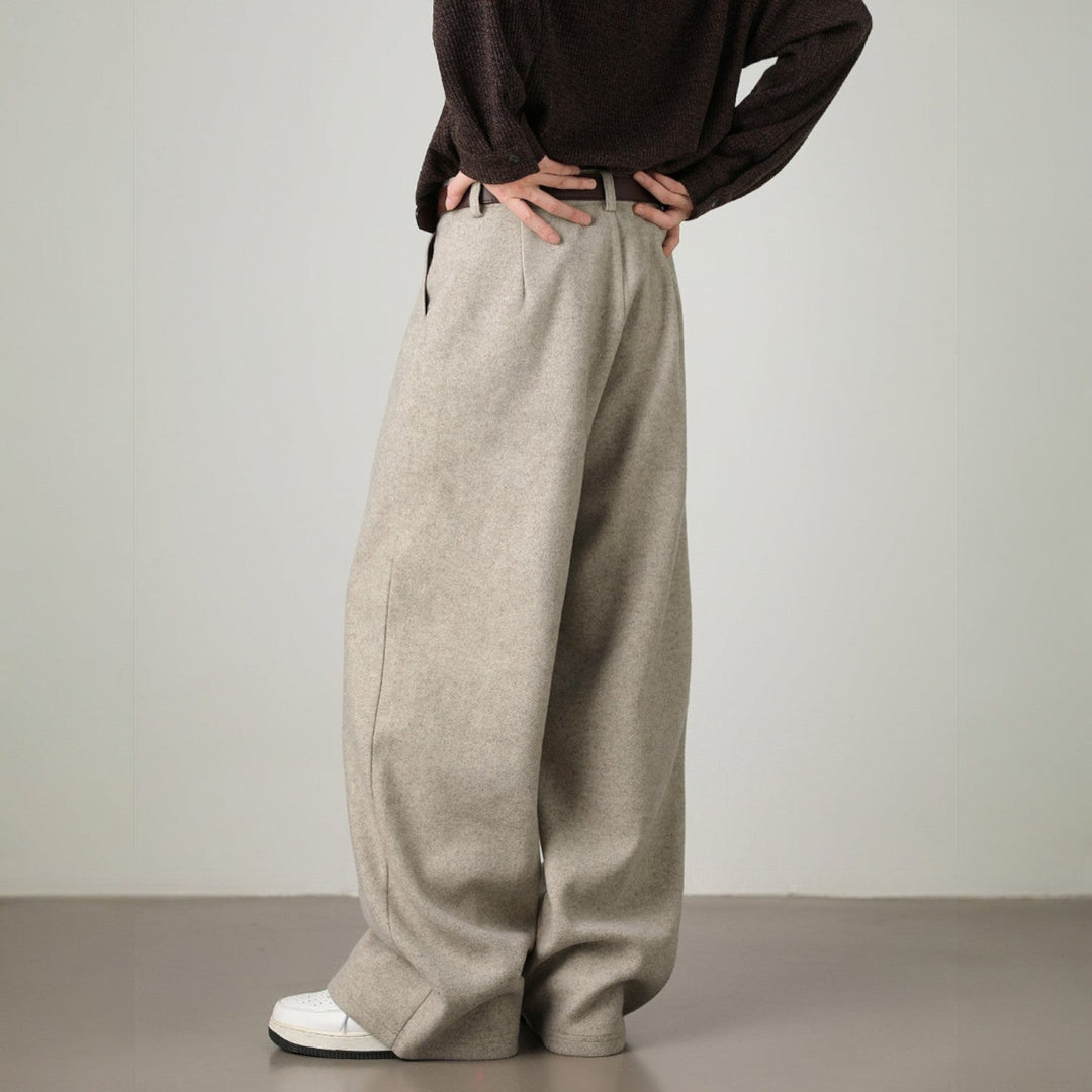 Men’s Wide-Leg Pants with Elastic Back Waistband
