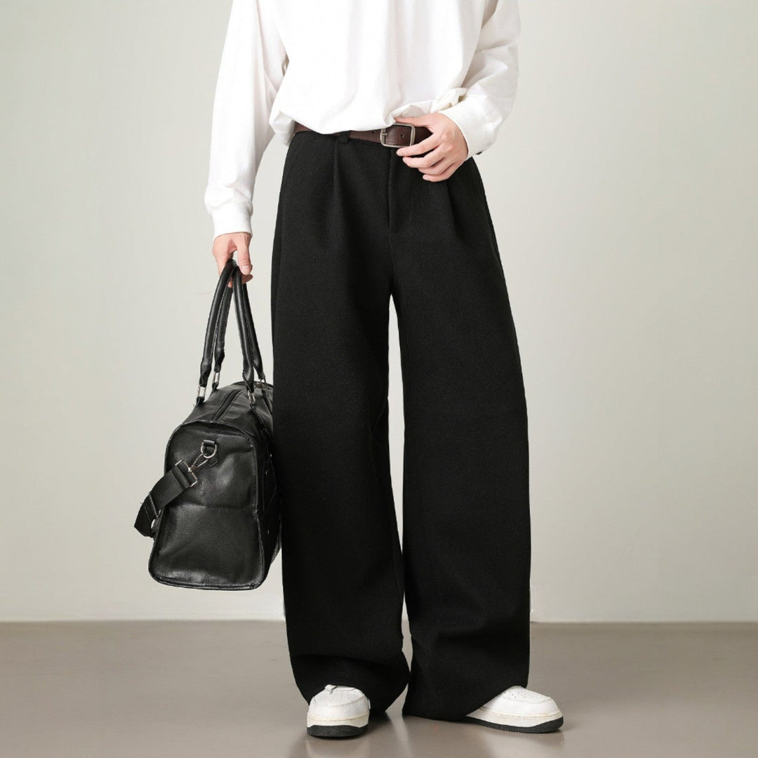 Men’s Wide-Leg Pants with Elastic Back Waistband