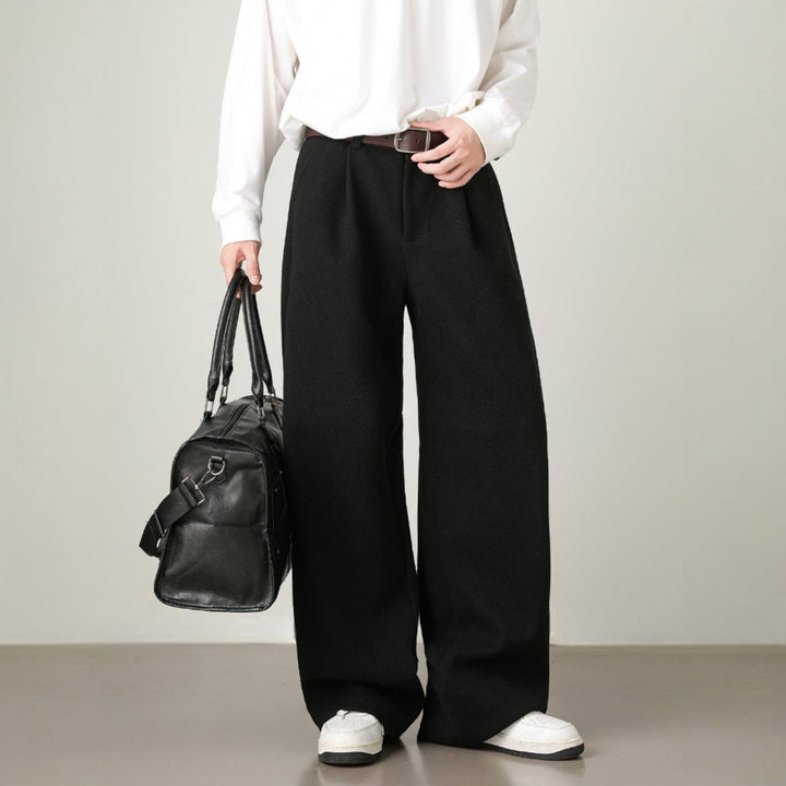 Men’s Wide-Leg Pants with Elastic Back Waistband