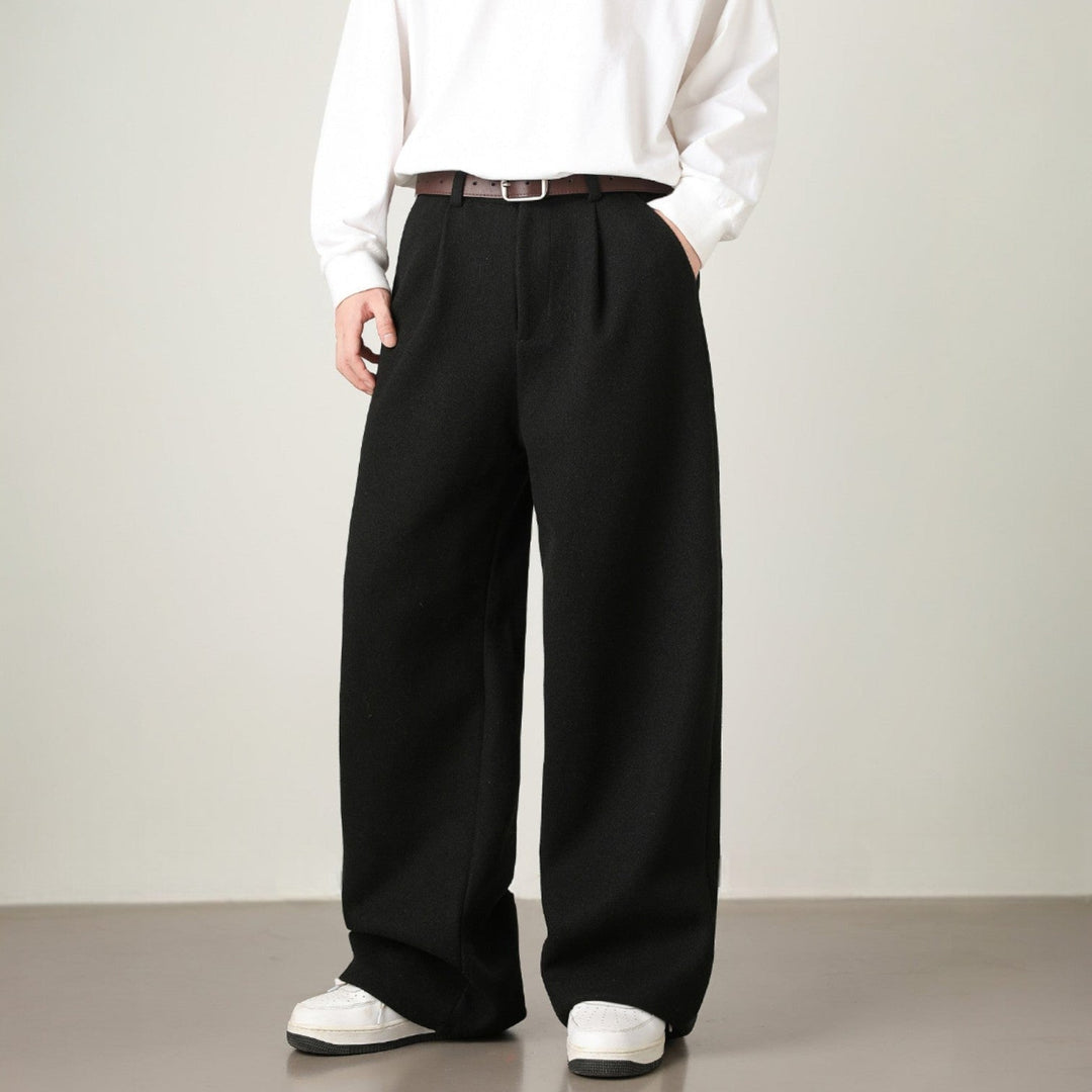Men’s Wide-Leg Pants with Elastic Back Waistband