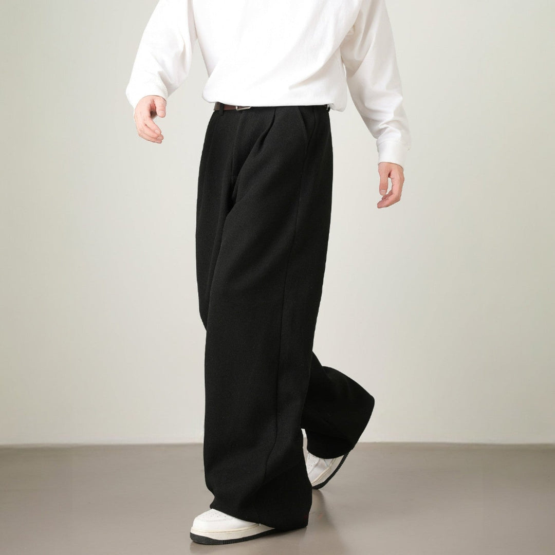 Men’s Wide-Leg Pants with Elastic Back Waistband