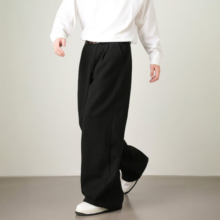 Men’s Wide-Leg Pants with Elastic Back Waistband