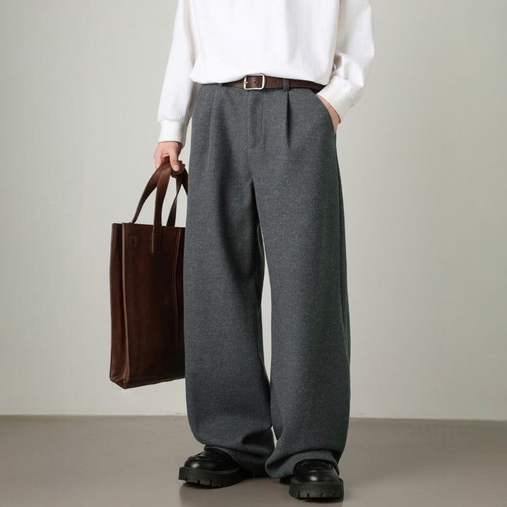 Men’s Wide-Leg Pants with Elastic Back Waistband