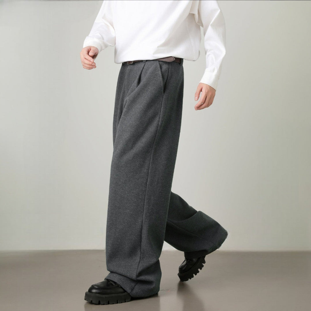Men’s Wide-Leg Pants with Elastic Back Waistband