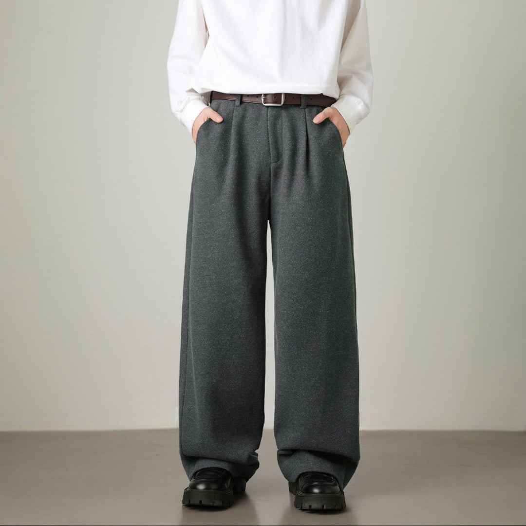 Men’s Wide-Leg Pants with Elastic Back Waistband
