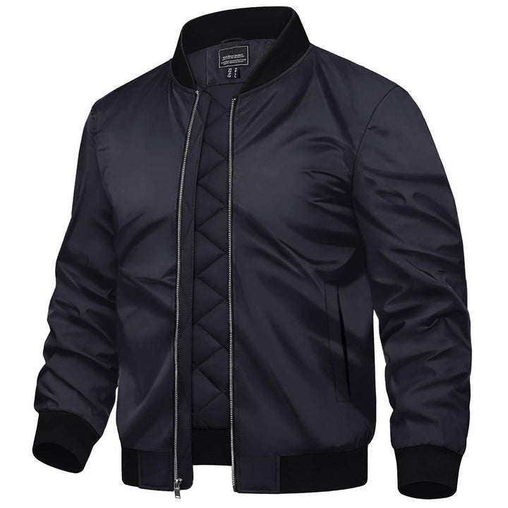 Men’s Zip-Front Bomber Jacket with Ribbed Trim