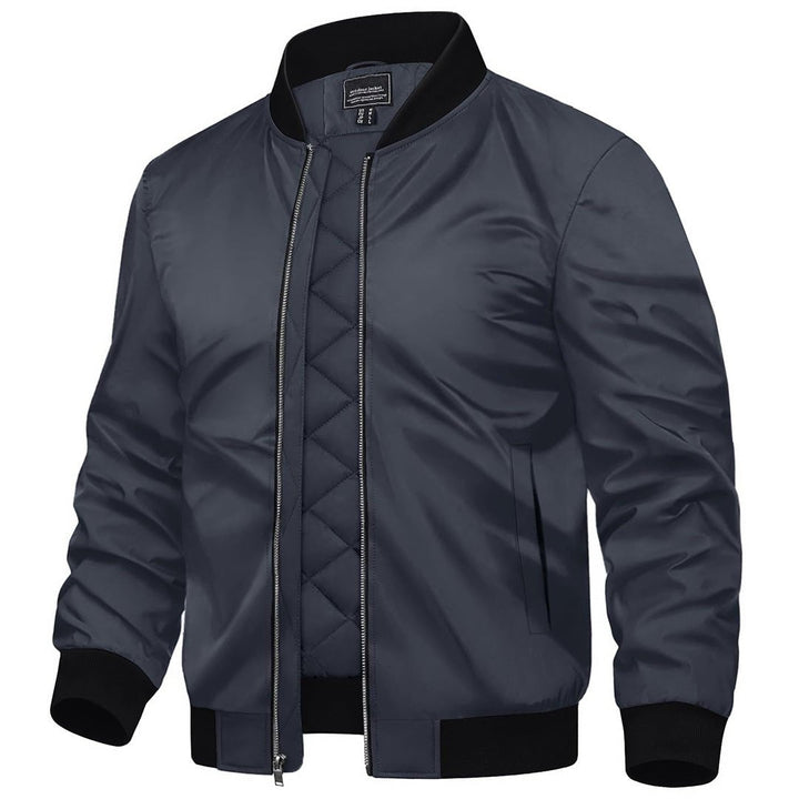 Men’s Zip-Front Bomber Jacket with Ribbed Trim