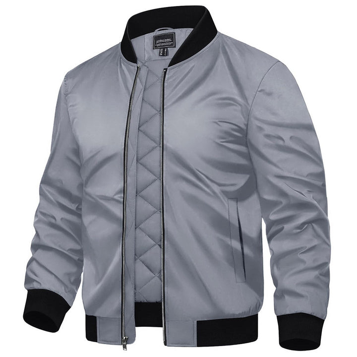 Men’s Zip-Front Bomber Jacket with Ribbed Trim