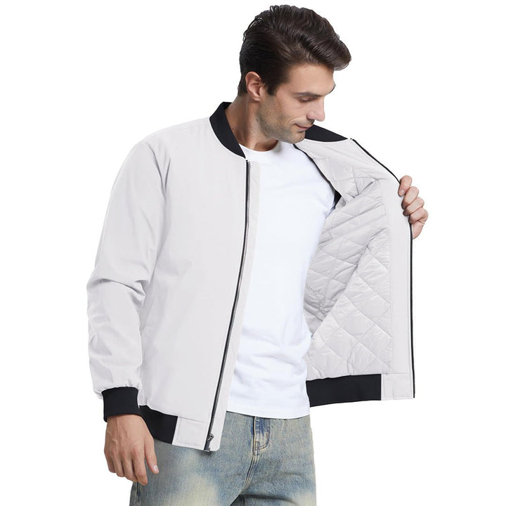 Men’s Zip-Front Bomber Jacket with Ribbed Trim