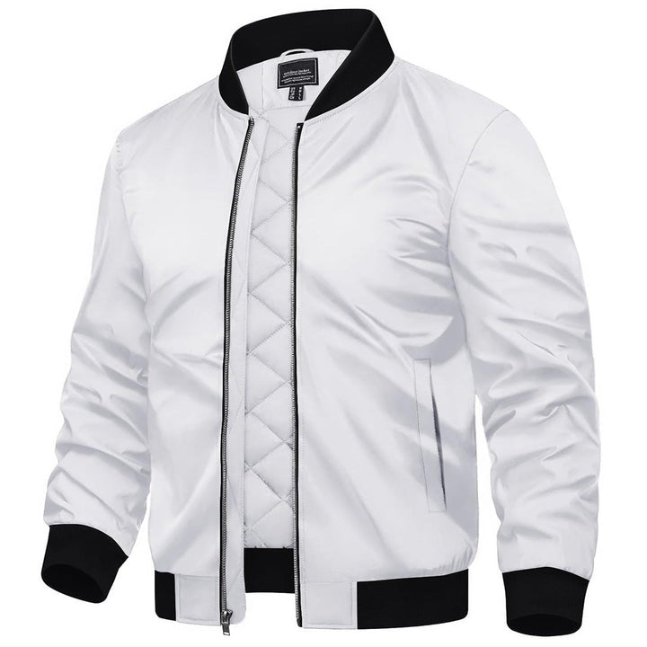 Men’s Zip-Front Bomber Jacket with Ribbed Trim
