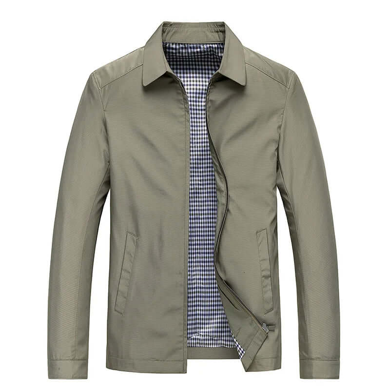 Men’s Zip-Front Collared Long Sleeve Jacket