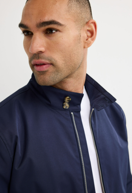 Men’s Zip Front Jacket With Funnel Neck Collar
