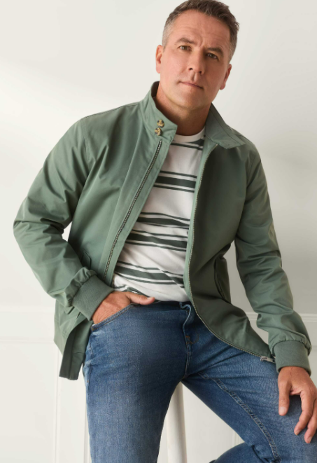 Men’s Zip Front Jacket With Funnel Neck Collar