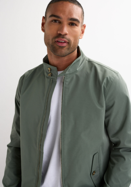 Men’s Zip Front Jacket With Funnel Neck Collar