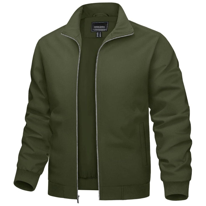 Men’s Zip-Front Jacket with Ribbed Sleeve Cuffs