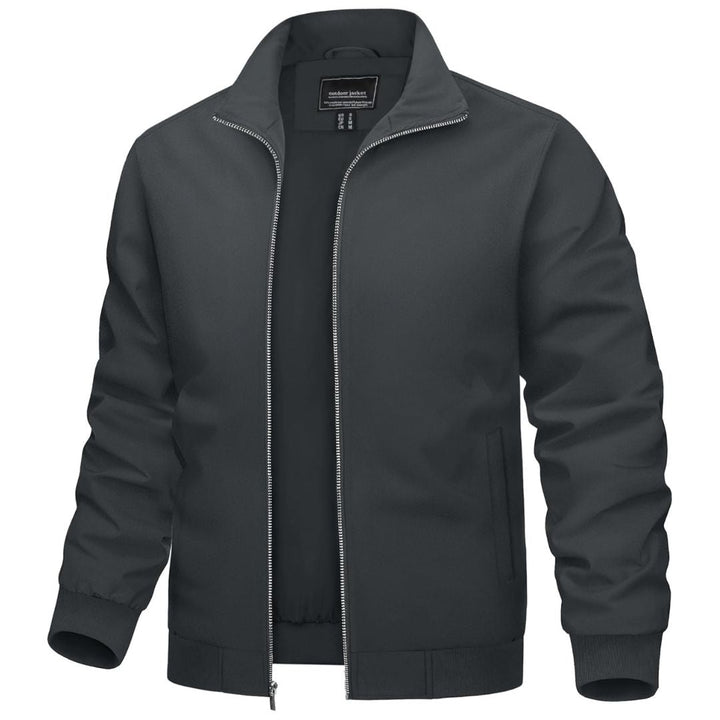 Men’s Zip-Front Jacket with Ribbed Sleeve Cuffs