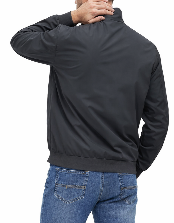 Men’s Zip-Front Jacket with Ribbed Sleeve Cuffs