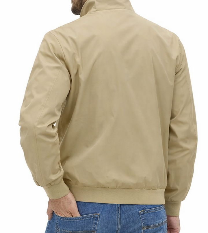 Men’s Zip-Front Jacket with Ribbed Sleeve Cuffs