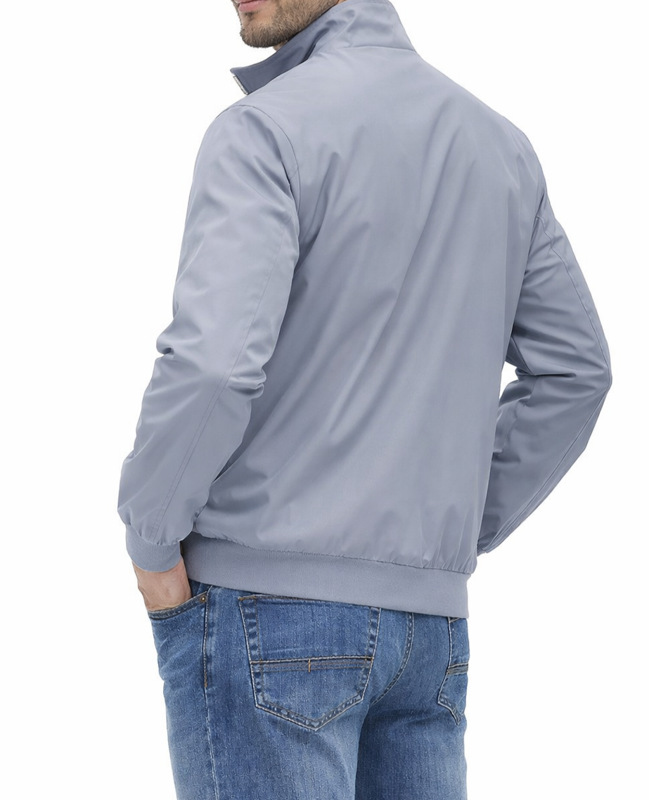 Men’s Zip-Front Jacket with Ribbed Sleeve Cuffs