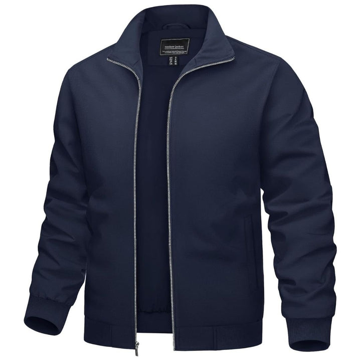 Men’s Zip-Front Jacket with Ribbed Sleeve Cuffs