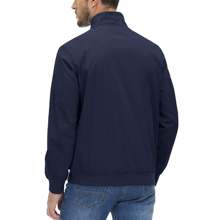 Men’s Zip-Front Jacket with Ribbed Sleeve Cuffs