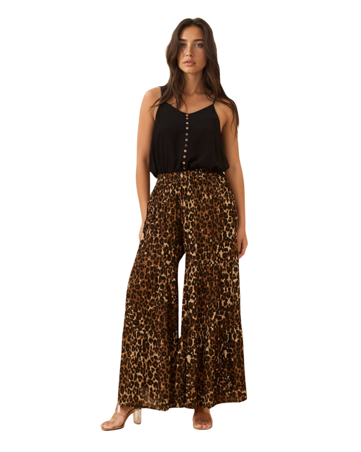 Women’s Animal Print Tiered Flared Pants