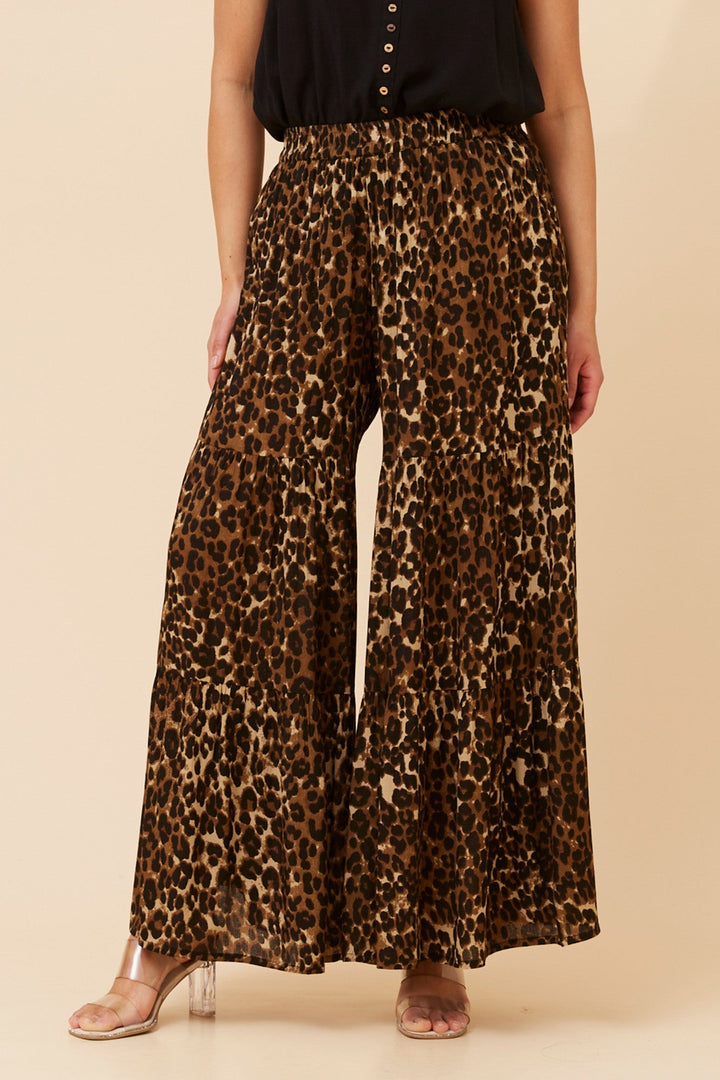 Women’s Animal Print Tiered Flared Pants