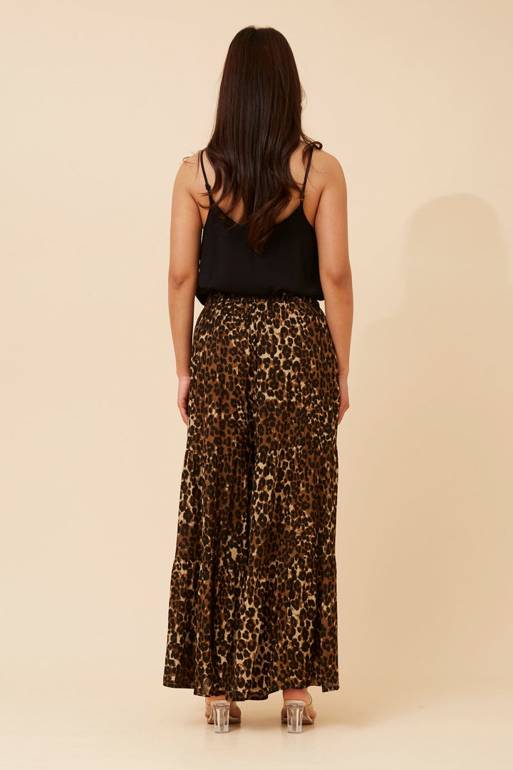 Women’s Animal Print Tiered Flared Pants